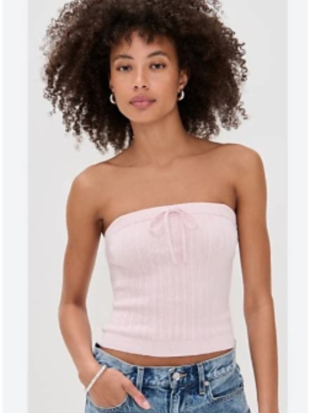 Reformation Zazie Knit Cotton Blend Strapless Top Tube Size Small NWT